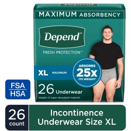 Unbranded Depend Fresh Protection Incontinence Underwear for Men, Adult Diapers, XL