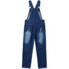 KIDSCOOL SPACE Girls Classic Big Bib Ripped Holes Jeans Overalls