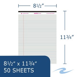 ROARING SPRING Recycled Gray Legal Pads, Case of 36 Enviroshades, 50 Sheets, 8.5" x 11" 50 sheets of Legal Ruled 15# Recycled Blue Paper Per Pad, Proudly made in USA!, Micro-Perforated