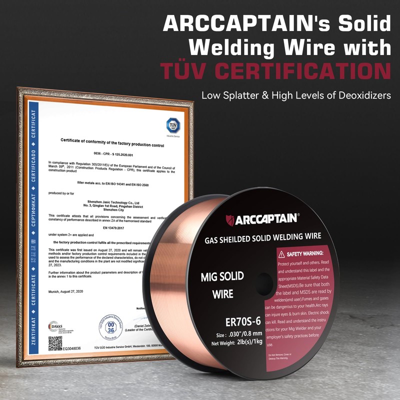 ARCCAPTAIN Mig Welding Wire, Mig Wire ER70S-6 2Lbs Gas Solid