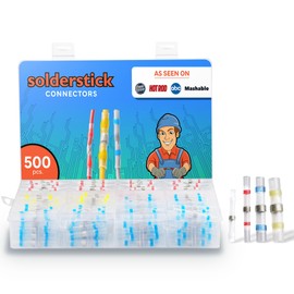 Solderstick 500 Pieces Waterproof Solder Seal Wire Connectors Kit, Electrical Insulated Wire Splice Heat Shrink Wire Connectors with 4 Gauges - 12-10, 16-14, 22-18, 26-24 AWG
