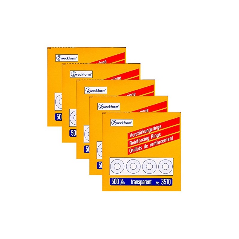 Zweckform Reinforced Rings Diameter 13 mm Transparent 3510, Pack of