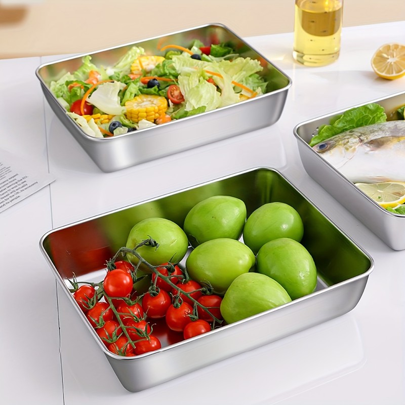Stainless Steel Food Storage Containers for Kitchen Organization – 3-Piece