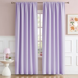 DUALIFE Lavender Curtains Room Darkening，Rod Pocket and Back Tab Thermal Insulated Drapes 52x96 Inch，2 Panels