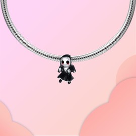 LUXILLA Ghost Nun Charm 925 Sterling Silver Fits Bracelets Necklace Pendant Bead Jewelry Gift for Women Family Friends