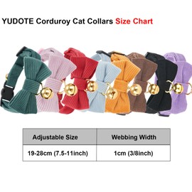 YUDOTE Ultra Soft Natural Cotton Cord Collar for Cats with Sensitive Skin, Lightweight Kitten Collar with Quick Release and Removable Bow, Brown, Pack of 1