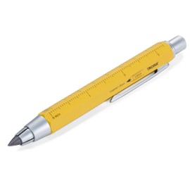 TROIKA ZIMMERMANN 5,6 – PEN56/YE – Carpenter's pencil – clutch pencil (5.6 mm HB lead) – centimetre/inch ruler – 1:20 m/1:50 m scale – brass – laquered – yellow – TROIKA-original