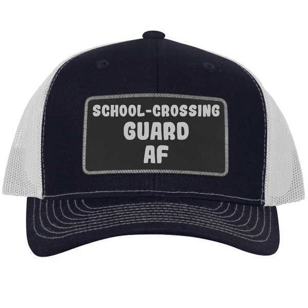 School-Crossing Guard AF - Leather Black Patch Engraved Trucker Hat,