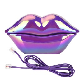 ZJYICANUS Advanced Home Telephone, Wired Novelty Cute Sexy Lip Phone, Wire Phone Home Decoration for Home Hotel Office Decor Gift (Electroplated Purple)