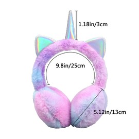 Earmuffs for Girls Unicorn Ear Muff Winter Faux Fur Ear Warmers Ear Cover with Cute Sequins Ears for Kids Women (Multicolor-Purple)