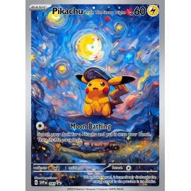 Pokemon Pikachu Starry Night Van Gogh Beautiful Moon ACG Star Trading Card - NM