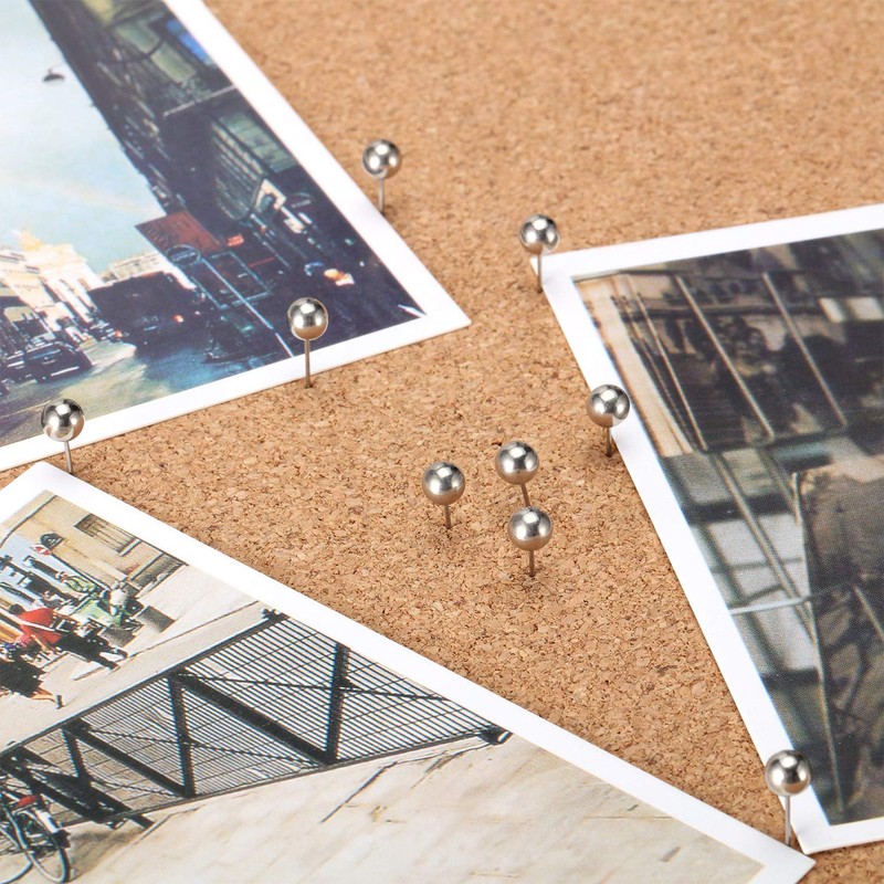 Map Tacks Push Pins Small Size 300 Packs (Silver, 1/5