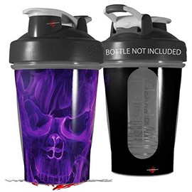 Decal Style Skin Wrap works with Blender Bottle 20oz Flaming Fire Skull Purple (BOTTLE NOT INCLUDED)