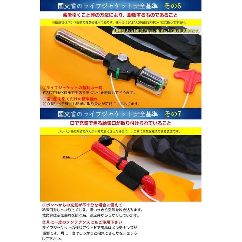 JES-BASARO B-Life-Jac-Mf-MN/AT Automatic Inflatable Life Jacket, Life-saving Device, Compatible with