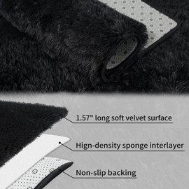 LUXLOOM 9x12 Fluffy Area Rugs Large Shag Rugs for Living Room, Fuzzy Shaggy Fur Rug for Nursery Room Modern Non Shedding Plush Throw Rug Furry Accent Rug Carpet Floor Cover for Bedroom, Black