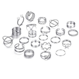 22pcs Rings Thumb Rings For Women Rings For Teen Girls Rings For Teen Girls Silver Ring Set Chunky Rings Rings Set Pearl Open Rings Set Adjustable For Women Girls