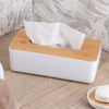White Tissue Box Cover Padang with Bamboo Top - Elegant