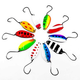Set of 10 Clever Handy General Purpose Single Hook Multi-Color Set: Trout Earthspoon Micro Spoons 6.0g Perfect for Mountain Stream Fishing for Women