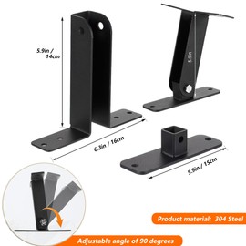 WLSANX Heavy Duty Stainless Steel Roof Riser Brackets Kit, 4 Pack, Black, Pergola Roof Brackets, Adjustable, 6 Inch Rise, Easy Installation