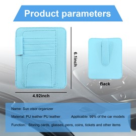 Augeny Car Sun Visor Organizer, Small Auto Visor Organizer and Storage, Registration and Document Holder, Vehicle Accessories for Sunglasses, Document, Card, Pen, Driver License (Blue)