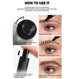 Liquid Microblading Eyebrow Pen, Instant Brow Brush, Revorie Brow-Fection, Liquid Eyebrow Brush, Brow-Fection Angled Brush & Dip Liquid Eyebrow Gel, Long-Lasting Smudge Proof (Taupe)