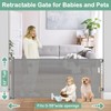 55 Inch Retractable Dog Gate Outdoor Scratch-Resistant Mesh Baby Gate