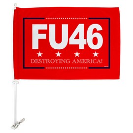 Trump Flag FU 46 Car Flag Vehicle Auto Window Decor Mount Bracket Clip on Small Tapestry Pro Trump 2024 MAGA Bandera para Carros Outdoor Pole Accessories, Made in USA