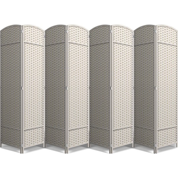 Sorbus Room Divider - 8 Panel 6 ft. Tall Extra Wide Double Hinged Panels for Room Dividers and Folding Privacy Screens - Wall Divider and Partition Room Dividers for Stylish Room Partitioning (Beige)