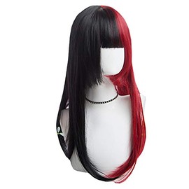 Harajuku Style GAL Women's Wig, Full Wig, Long Straight Black, Red, Double Color, Lolita, Harajuku Style Wig