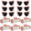 12pcs Bridesmaid Proposal Gifts 4.1inch square Bachelorette hair Claw Clip heart Sunglasses set of 6 Girls Trendy gift for Wedding Party Favors(Pink)