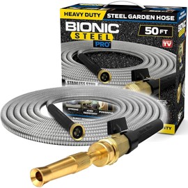 Bionic Steel Pro 125 FT Garden Hose with Nozzle, 304 Stainless Steel Metal Water Hose 125Ft, Flexible Hose, Kink Free, Lightweight and Durable, Crush Resistant Fitting, Easy to Coil, 500PSI 2024 Model