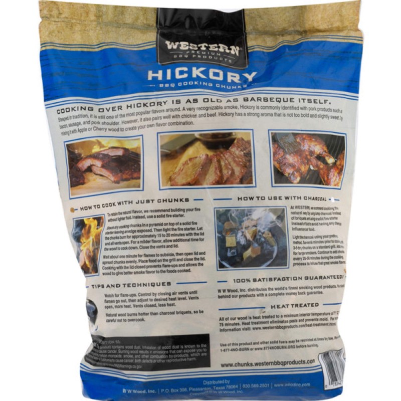 Western Premium BBQ Products Hickory BBQ Cooking Chunks, 570 cu