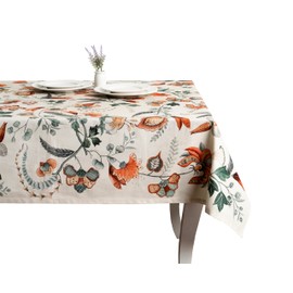 Maison d' Hermine Tablecloth 100% Cotton 140cm x 230cm Decorative Square Easter Tablecloths Washable Table Cover for Home, Wedding, Restaurant, Buffet Party & Camping, Dalida - Spring/Summer