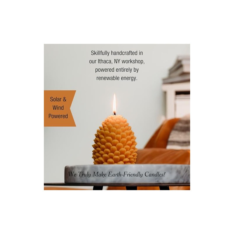 SUNBEAM CANDLES Candle Beeswax Pine Cone Large, 1 EA