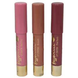 Belle Beauty KissaBELLE Lip Crayon Trio Buff Pink, Blossum, Pink Punch (3) New