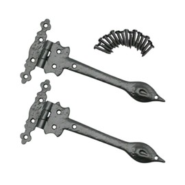 Black Antique Door Spear Door Hinge 9 Inch False Tee Door Hinges Decorative Victorian Spear Garage Gate Hinge Sliding Door Front Hinge with Matching Fixing Screws Pack of 2.