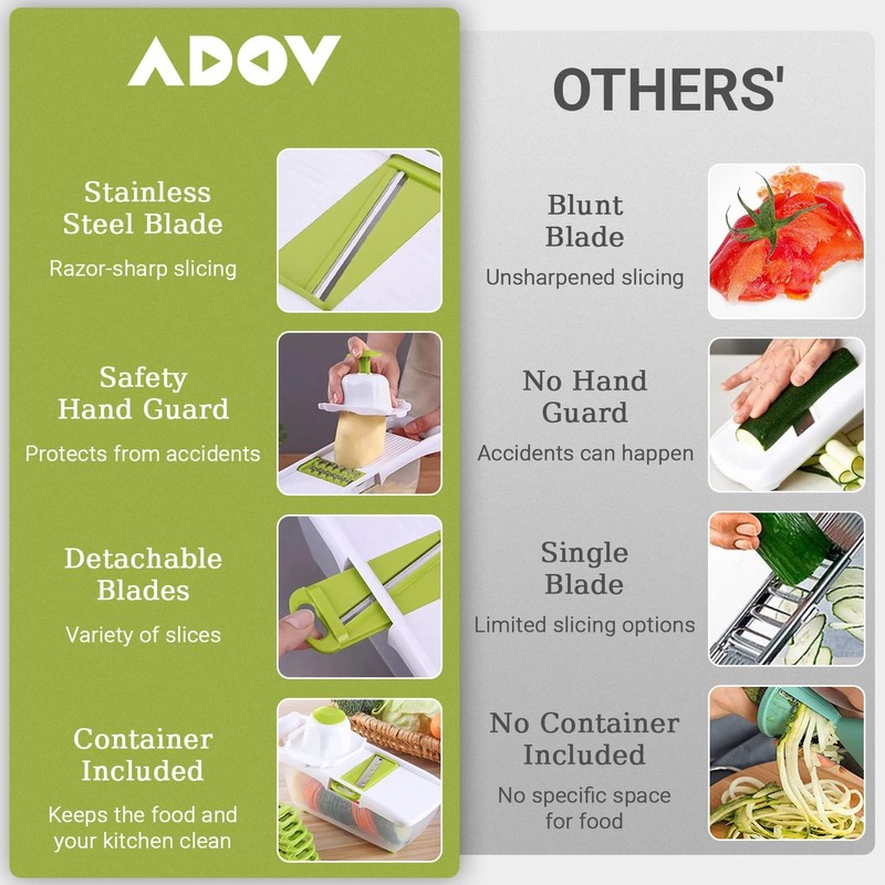 ADOV All in 1 Mandoline Slicer, Fruit and Vegetable Slicer,
