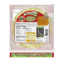 Olé Xtreme Wellness® Spinach & Herbs | 10" Size Flour Tortillas |Carb Friendly |Keto Friendly | 15 oz.| 6 Count (Pack of 4)