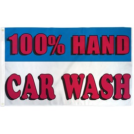 100% Hand Car Wash Business Flag 3x5ft Poly - Perfect for businesses, shops, stores message flags