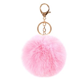 Pom Pom Keychain Artificial Faux Rabbit Fur Ball Keychains Fluffy Tote Pendant Car Bag Charm,pink