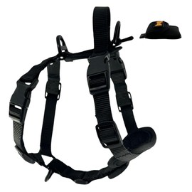 Hello Puppy No-Pull Multi-Function Pet Harness for Dogs! Four Locking Buckle Points, Three Balanced Leash Rings and Five Adjustment Points. Comes with a Mini Pouch for Air Tag or ID Card. (Black, XS)