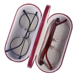 Kanasi Double Glasses Case Hard Shell, 2 in 1 Dual for Two Frames, Red, Size: 6.2 x 2.8 x2.6 inches