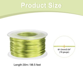 sourcing map 18 Gauge Aluminum Craft Wire 1.0mm 98.5ft Flexible Bendable Anodized Metal Jewelry Sculpting Wire for Jewelry Making Modelling Craft DIY, Apple Green