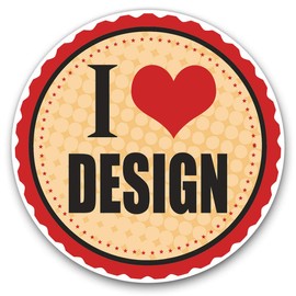 Vinyl Stickers (Set of 2) 10cm - I Love Design Student Graphic Design Decals for Laptops,Tablets,Luggage,Scrap Booking,Fridges, 5227