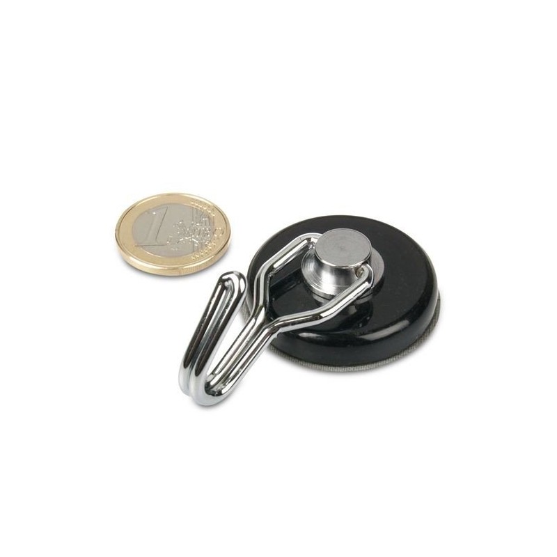 Hook neodymium magnet, rotating Ø 38 mm, black - 30