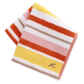 Kitamura 000208-0002-02 Women's Striped Towel Handkerchief Towel (Orange/100% Cotton), Handkerchief, Present, Gift