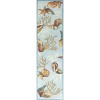 Homeroots 8' Blue Seashell and Coral Hand Tufted Runner Rug