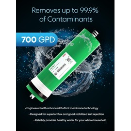 DuPont TapTec Reverse Osmosis Membrane for Residential RO Water Filtration Systems, 700 GPD, 3" x 12", NSF/ANSI 58, In-Line Style, Universal Fit