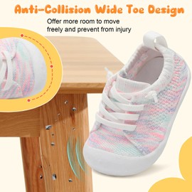 JIASUQI Toddler Shoes for Boys Girls Socks for Infant Baby Shoes Slip on Colorful White 6-12 Months