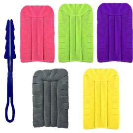 Lyfengdeam 5Pcs 360° Rainbow Colors Hand Duster Sweeper Mop Refills Dust Wipes Dry Mop Pads for Cleaning Ceiling Fan Hardwoods,Reusable and Washable Duster Replacement Head Refills